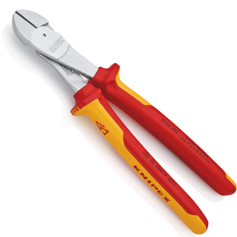 Kìm cắt cộng lực dài 250mm, cách điện cán đỏ vàng Knipex 7406250
