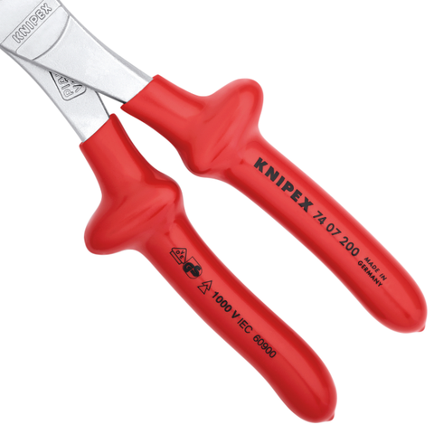 Kìm cắt cộng lực dài 200mm, cách điện cán đúc Knipex 7407200