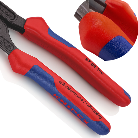 Kìm mỏ quạ Ø42mm, 180mm cán xanh đỏ Knipex 8702180