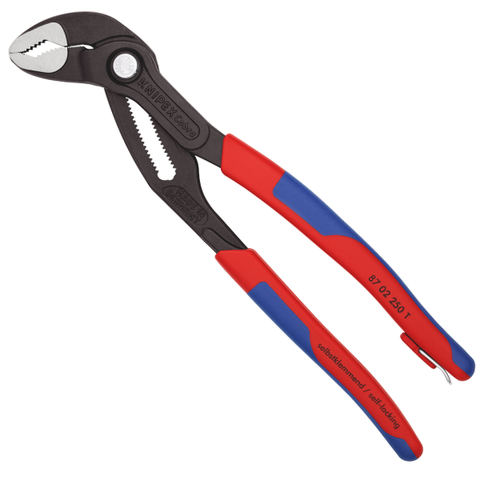 Kìm mỏ quạ Ø50mm, 250mm cán xanh đỏ có móc treo Knipex 8702250T