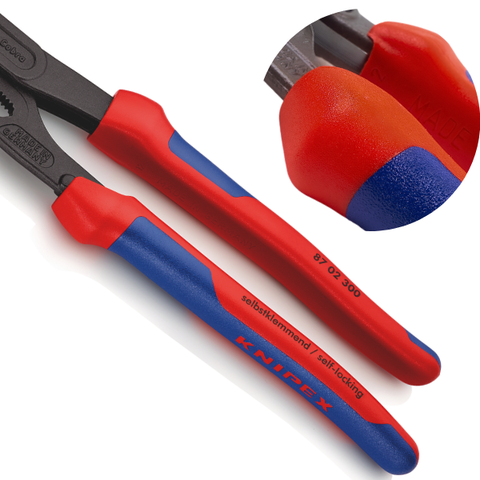 Kìm mỏ quạ Ø70mm, 300mm cán xanh đỏ Knipex 8702300