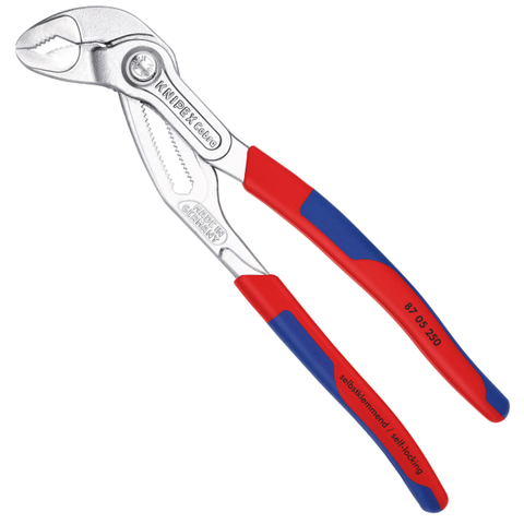 Kìm mỏ quạ mạ chrome Ø50mm, 250mm cán xanh đỏ Knipex 8705250