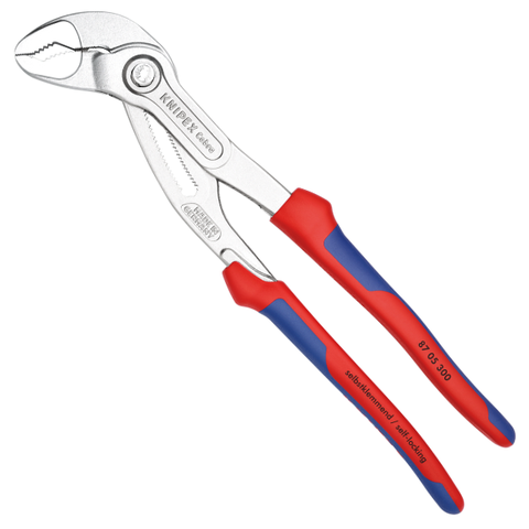 Kìm mỏ quạ mạ chrome Ø70mm, 300mm cán xanh đỏ Knipex 8705300