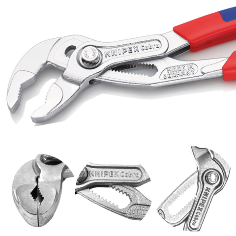 Kìm mỏ quạ mạ chrome Ø70mm, 300mm cán xanh đỏ Knipex 8705300