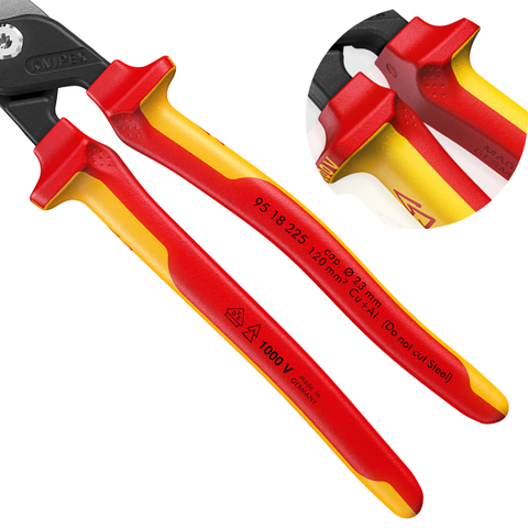 Kìm cắt cáp điện lực cao Ø23mm, cách điện 1000V Knipex 9518225