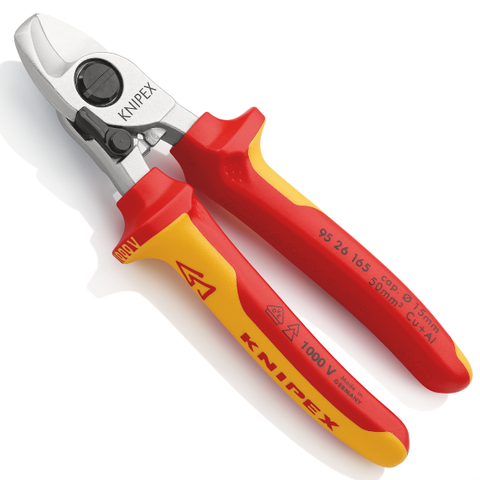 Kìm cắt cáp điện Ø15mm cách điện 1000V, có chốt khóa Knipex 9526165