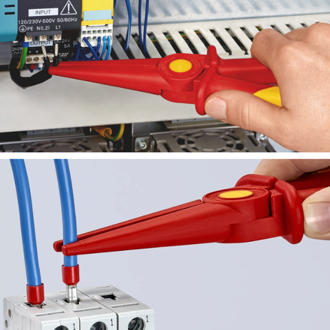 Kìm nhựa mũi nhọn cách điện 1000V, chống đoản mạch Knipex 986202