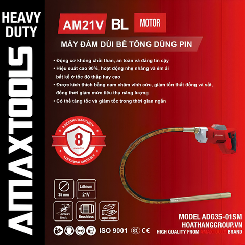 Thân máy đầm dùi pin 21V Amaxtools ADG35-01SM