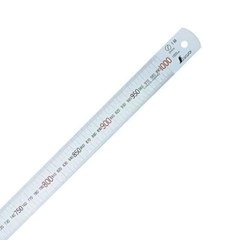 Thước lá Inox mạ nhũ bạc 1m Shinwa 13048 H101F