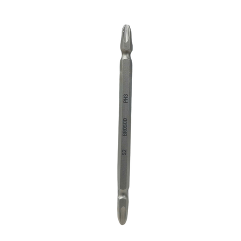 [Bán lẻ] Mũi vít bake 2 đầu (6.35mm) bằng thép S2 PH3PH3 x 110mm Brosco BR2PH3C635110