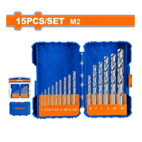 Bộ 15 mũi khoan kim loại HSS M2 WADFOW WTD6525