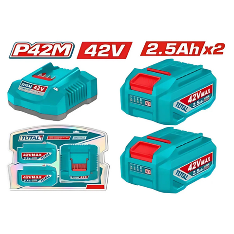 Bộ 2 pin Lithium 42V/ 2.5Ah và 1 sạc 42V Total TFBCPM25221