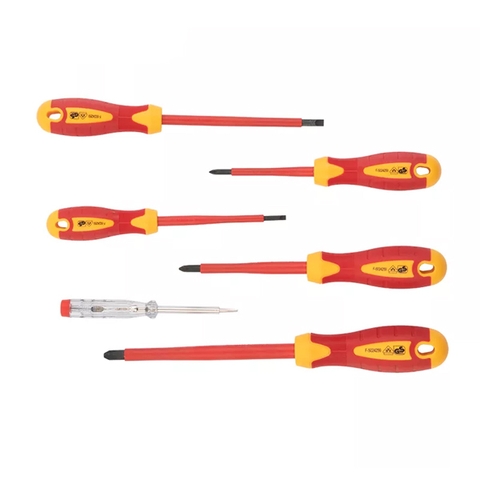 Bộ tua vít cách điện 1000V VDE bằng thép CrV (6 chi tiết/ bộ) Kendo 20483