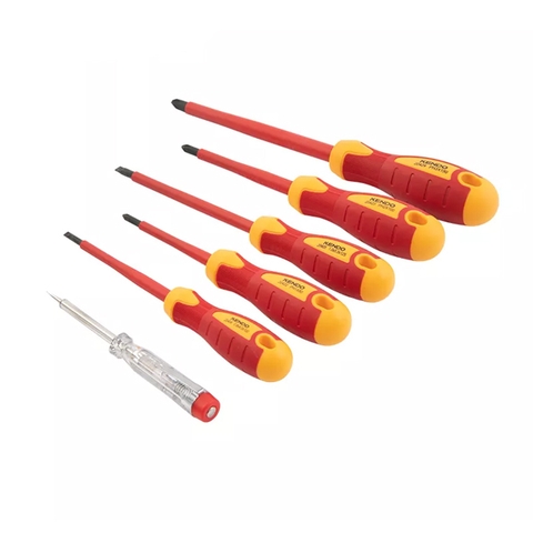 Bộ tua vít cách điện 1000V VDE bằng thép CrV (6 chi tiết/ bộ) Kendo 20483