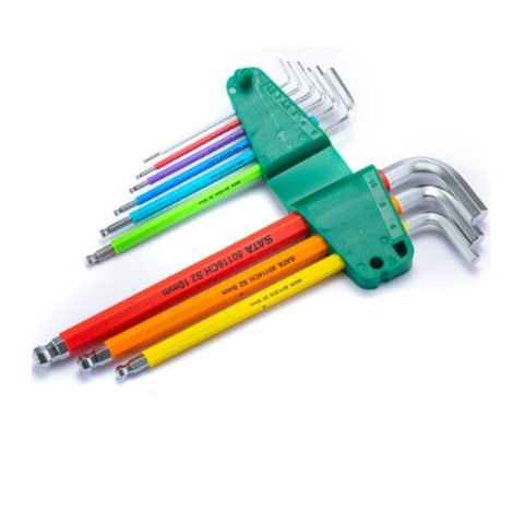 Bộ lục giác đầu bi  9 cây 1-10mm Sata 09101CH