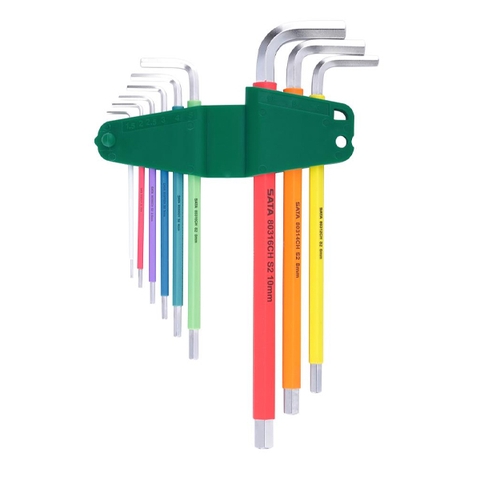 Bộ lục giác thẳng loại dài 9 chi tiết hệ mét Sata 09103CH