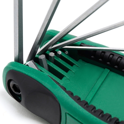 Bộ lục giác thẳng Sata 09121 gập 8 chi tiết hệ mét