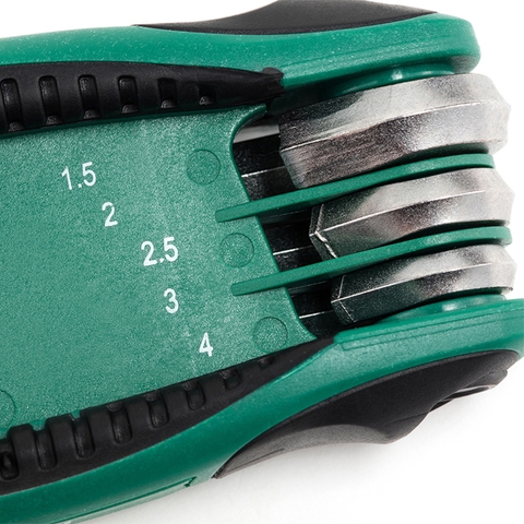 Bộ lục giác thẳng Sata 09121 gập 8 chi tiết hệ mét