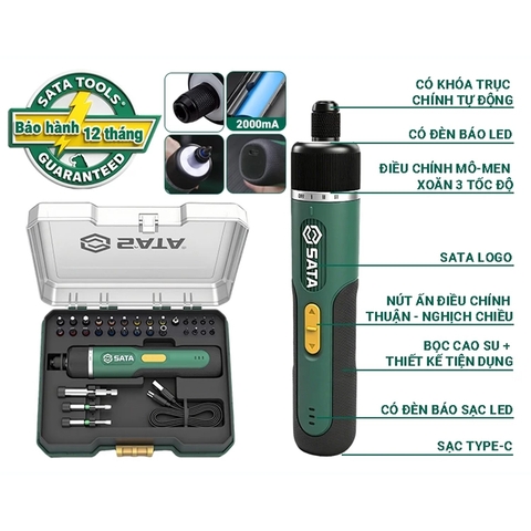 Máy bắn vít điện tử pin 3.7V (32 chi tiết)  5Nm Sata 151051