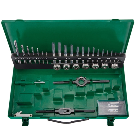 Bộ mũi khoan và taro ren trong - ngoài (bộ 37 cái) Sata 50455