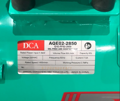Máy nén khí không dầu 50lit DCA AQE02-2850