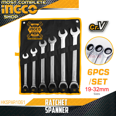 19-32mm Bộ 6 cờ lê vòng miệng tự động INGCO HKSPAR1061