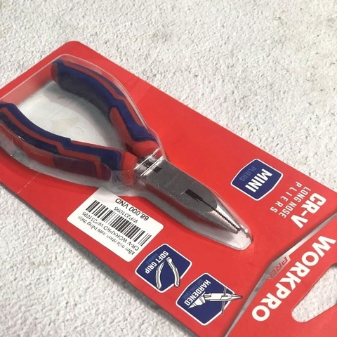 Kìm mũi nhọn mini bằng thép CR-V Workpro WP231095