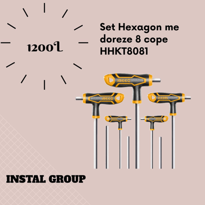 Bộ 8 chìa lục giác tay cầm chữ T 2-10mm đầu bằng Ingco HHKT8081