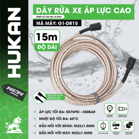 DÂY RỬA XE ÁP LỰC CAO 15M  Hukan  G1-DR15