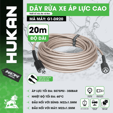 Dây Rửa Xe Áp Lực Cao 20M Hukan G1-DR20