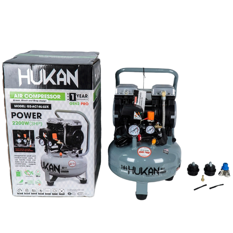 Máy nén khí không dầu 16L-3HP, công suất 2200W Hukan G2-AC16L-LUX