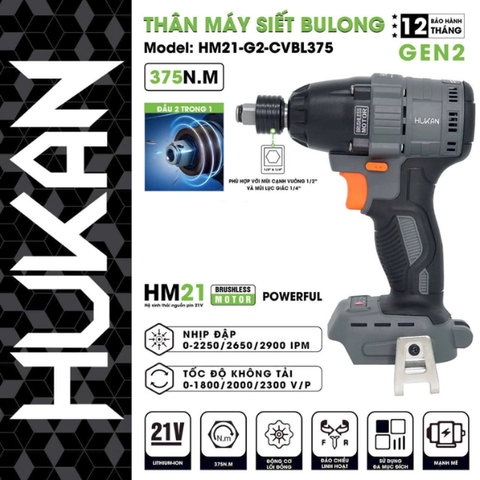 Thân máy bắn bu lông Hukan HM21-G2-CVBL375-T