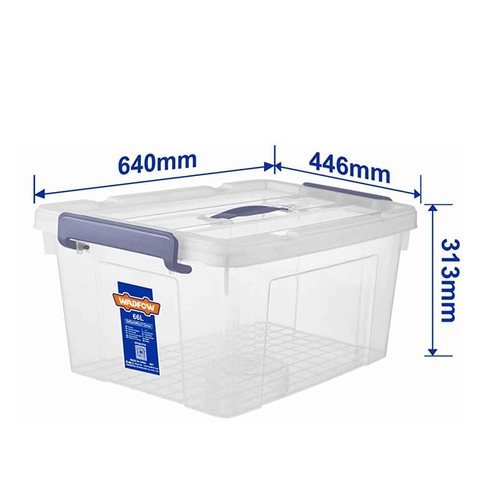 Hộp nhựa trữ kho trắng trong 66L Wadfow WTB2370