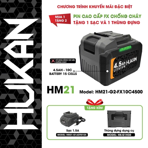 HK2308.01 - Combo pin FX chống cháy 4.5Ah tặng 1 sạc 1.5Ah và 1 thùng Hukan