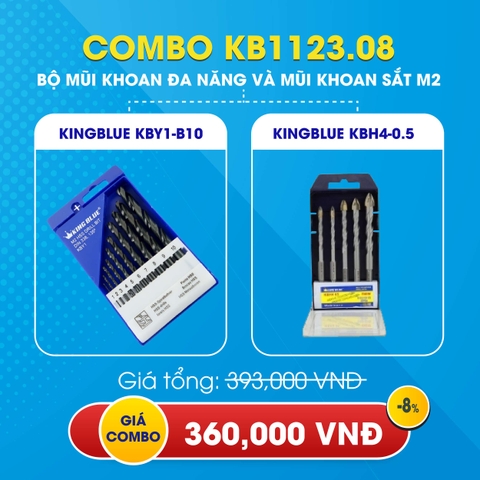 KB1123.08 - Combo bộ mũi khoan đa năng KBH4-0.5 và mũi khoan sắt KBY1-B10 KingBlue