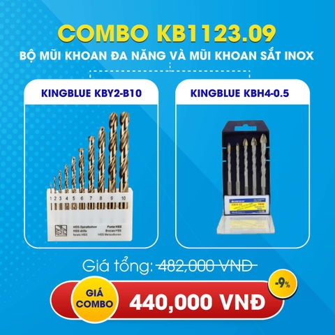 KB1123.09 - Combo bộ mũi khoan đa năng KBH4-0.5 và mũi khoan inox KBY2-B10 Kingblue