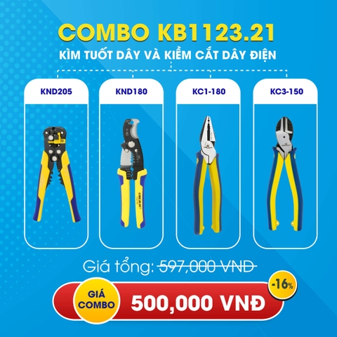 KB1123.21 - Combo 4 cây kìm Kingblue cho thợ điện KND205, KND180, KC1-180, KC3-150