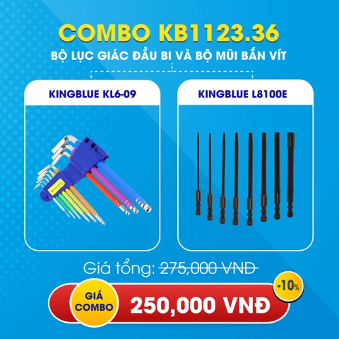 KB1123.36 - Combo bộ lục giác đầu bi KL6-09 và lục giác bắn máy Kingblue L8100E