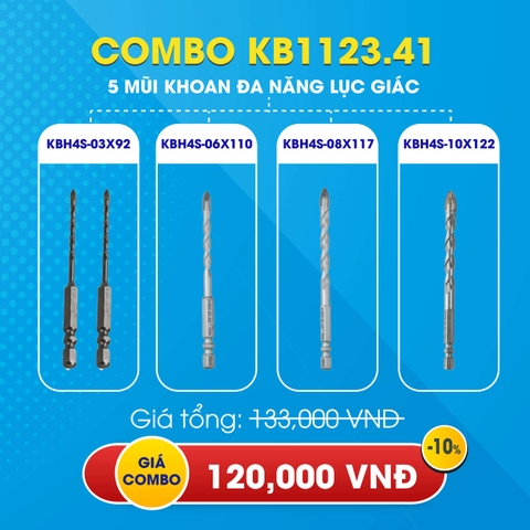 KB1123.41 - Combo 5 mũi khoan đa năng lục giác Kingblue