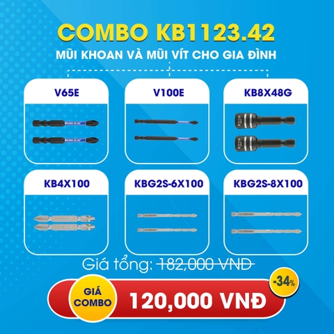 KB1123.42 - Combo mũi khoan mũi vít Kingblue cho gia đình