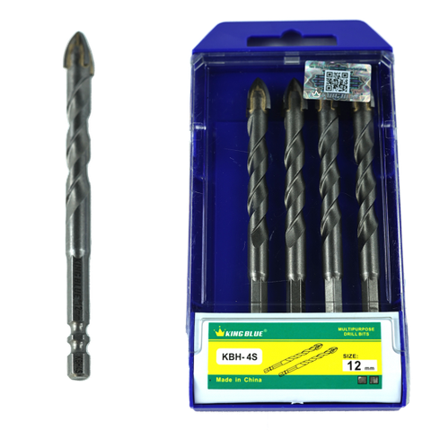 [ Bán lẻ ] Mũi khoan đa năng 4 cạnh chuyên tường, gạch chuôi lục giác Kingblue 10mm KBH4S-10x123