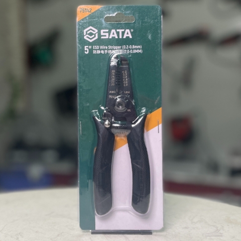 Kìm tuốt dây điện 5inch 0.2-0.8mm tay cầm chống tĩnh điện Sata 75142