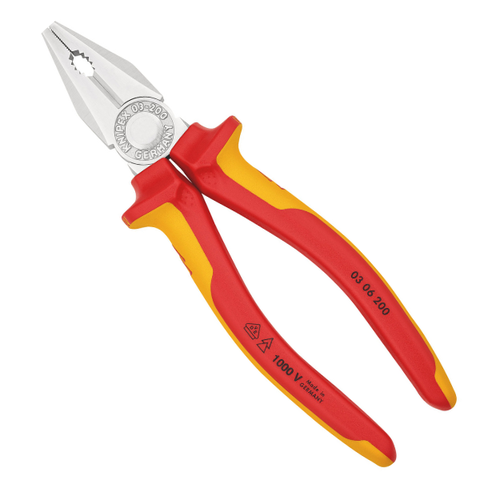 Kìm điện đa năng 200mm lưỡi cắt HRC 60, cách điện 1000V Knipex 03 06 200