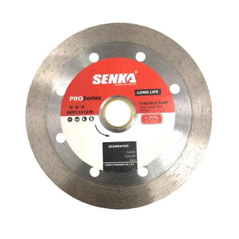 Lưỡi cắt gạch đá khối - Bê tông | Khía (Khô)- Liền (Ướt)  Ø114*12 / 20mm Senka SKP11412W