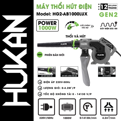 Máy hút thổi bụi đa năng 950W Hukan HK-HG2-AB1000LUX