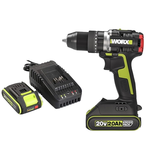 Máy khoan pin 20V 60Nm có búa Worx WU369 (2 pin 2Ah + 1 sạc 2Ah)