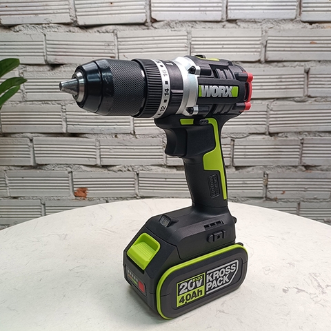 Máy khoan pin 20V 60Nm có búa kèm 1 pin 4Ah và sạc 2Ah Worx WU369.14.2B