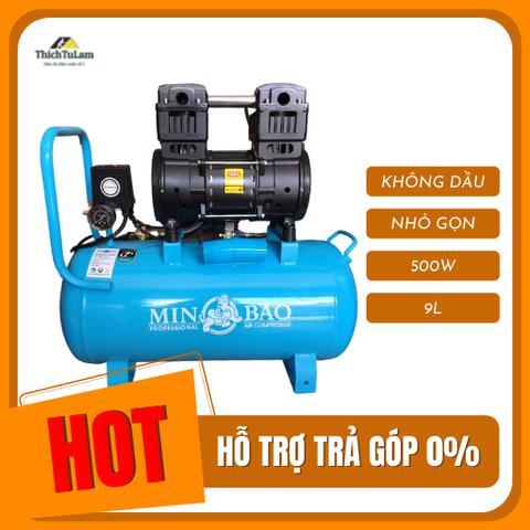 Máy nén khí không dầu 9lit 500W Minbao MB-O9L