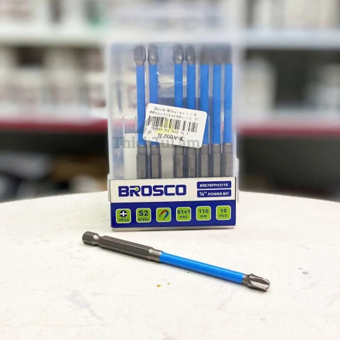 Mũi vít vặn ốc CB FPH3 x 110mm bằng thép S2 (vỉ 10 cái) Brosco BRE70FPH3110
