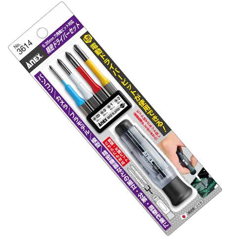 Tua vít điện tử kèm mũi vít PH00, PH0, PH1, PH2 dài 65mm Anex No.3614